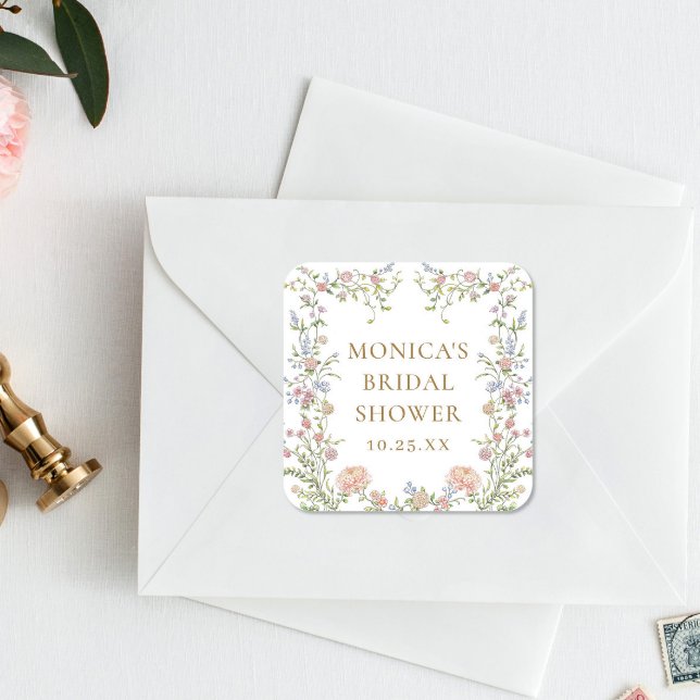 Verzierte Grace Pastel Blush Brautparty Quadratischer Aufkleber (Von Creator hochgeladen)