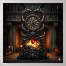 Verzierte Großvateruhr - Dragon & Octopus-Design