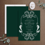 Verzierte Grüne Blumenstraube Einladung<br><div class="desc">Einweihung unserer schönen dunklen verzierten smaragdgrünen Blumenstrauß Art Monogram Hochzeitseinladung! Diese wunderschön gestaltete Einladung besticht durch ein Jugendstil mit verzierten Rahmen- und Monogramminitialen. Die Einladung ist der perfekte Weg, um den Ton für Ihren großen Tag Set. Ihr Hochzeitstag ist einer der wichtigsten Tage Ihres Lebens, also stellen Sie sicher, dass...</div>