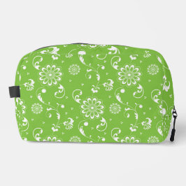 VERZIERTE GRÜNE UND WEISSE BLUME UND BLÄTTER WASCHBEUTEL