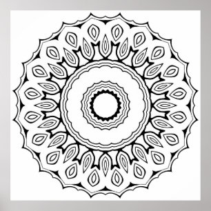 Verzierte Halo-Mandala mit geschichtetem Flow-Moti Poster