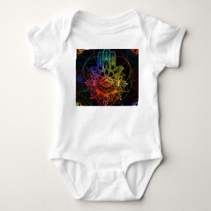 Verzierte Hamsa: handgezeichnet Neonmuster. Baby Strampler