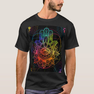 Verzierte Hamsa: handgezeichnet Neonmuster. T-Shirt