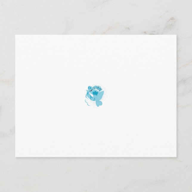 Verzierte, hellblaue und weiße Blume auf einem Bl Postkarte (Vorderseite)