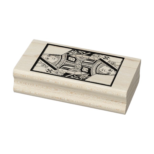 Verzierte Herzkönigin Spielkarte an der Grenze Gummistempel (Stempel)