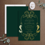 Verzierte Hochzeit der Green Floral Line Art Monog Folieneinladung<br><div class="desc">Einweihung unserer schönen verzierten Goldfolie smaragdgrünen Blumenlinie Art Monogram Hochzeitseinladung! Diese wunderschön gestaltete Einladung besticht durch ein Jugendstil mit verzierten Rahmen- und Monogramminitialen. Die Einladung ist der perfekte Weg, um den Ton für Ihren großen Tag Set. Ihr Hochzeitstag ist einer der wichtigsten Tage Ihres Lebens, also stellen Sie sicher, dass...</div>