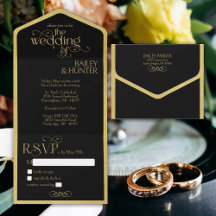 Verzierte Hochzeit in Schwarz-Gold