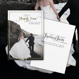 Verzierte Hochzeit in Schwarz-Gold Dankeskarte