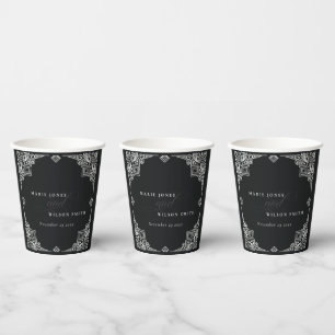 Verzierte Hochzeit in Schwarz-Weiß-Art-Déco Pappbecher