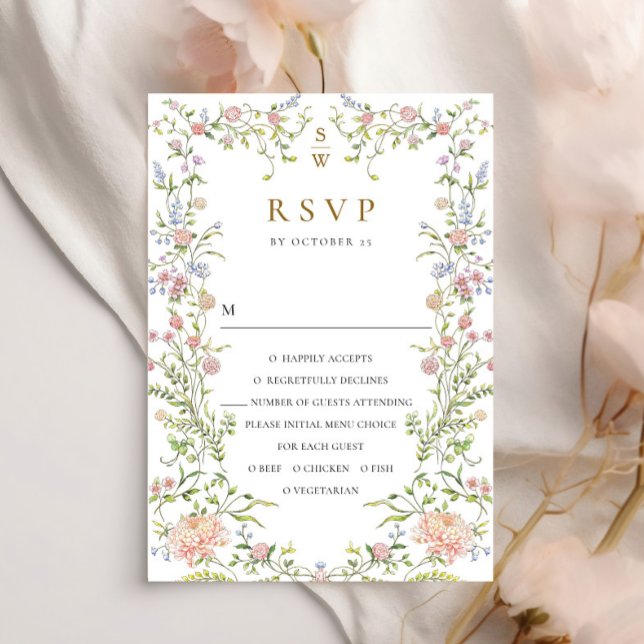 Verzierte Hochzeit von Grace Pastel Blush RSVP Karte (Von Creator hochgeladen)