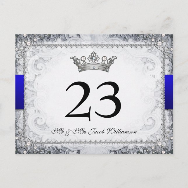 Verzierte Hochzeitskarte für Tischnummern (Vorderseite)