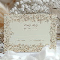 Verzierte Hochzeitsscrollwork-RSVP-Karte