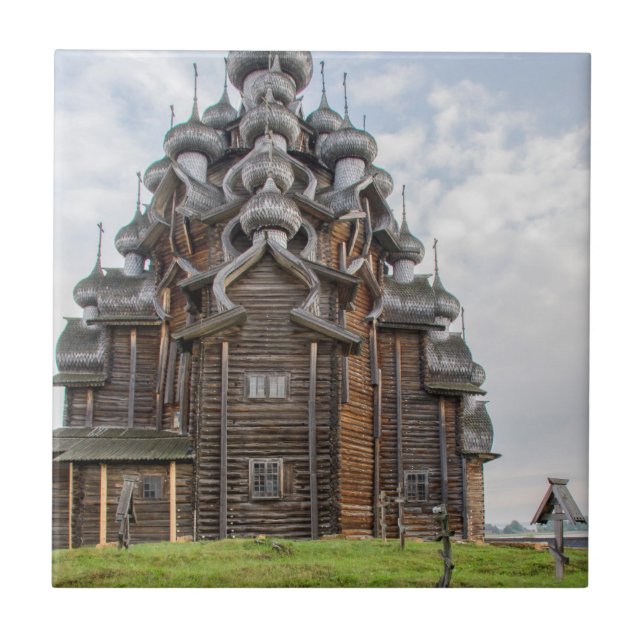 Verzierte Holzkirche, Russland Fliese (Vorderseite)