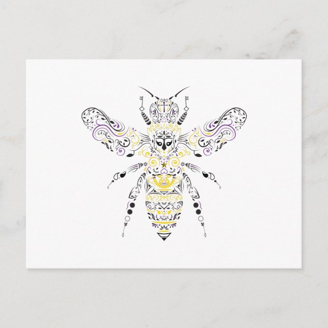verzierte Honigbiene Postkarte (Vorderseite)