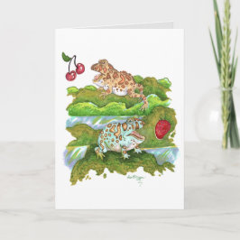 Verzierte Hornfrösche, die Früchte jagen Karte