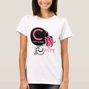 Verzierte Initiale - Küstenwache-Ehefrau T-Shirt