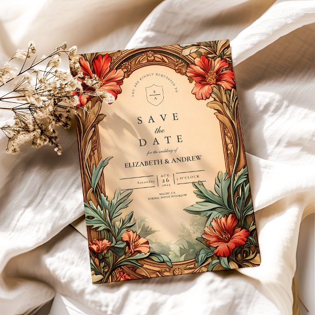 Verzierte Jugendstil-Einladung Save The Date (Von Creator hochgeladen)