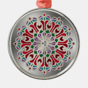 Verzierte Juwel-Mandala-Blume Ornament Aus Metall