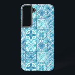 Verzierte Kacheln in Blau und Weiß Samsung Galaxy Hülle<br><div class="desc">Handgemalte verzierte Fliesen mit Blumenelementen</div>
