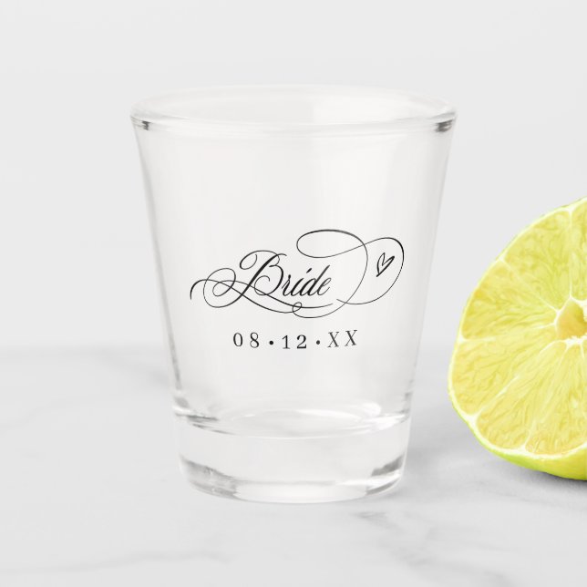Verzierte Kalligraphie - Herz-Bride-ID1025 Schnapsglas (Vorderseite)