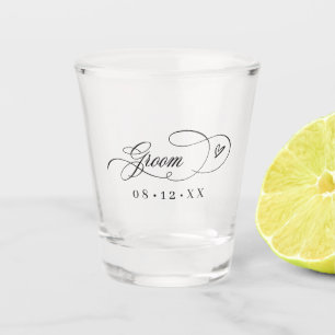 Verzierte Kalligraphie Herz Groom ID1025 Schnapsglas