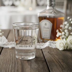 Verzierte Kalligraphie Herz Groom ID1025 Schnapsglas