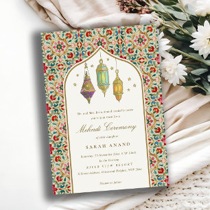Verzierte klassische Blumen-Teelichter Mehndi-Zere Einladung