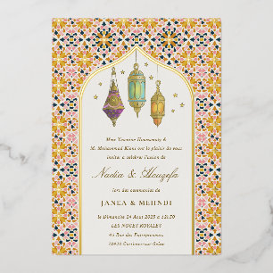 Verzierte klassische florale Teelichter Mehndi-Zer Folieneinladung