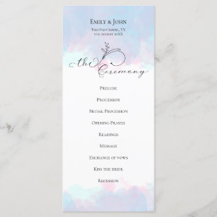 Verzierte Leaf Black Script Pastel Watercolor Wedd Programm