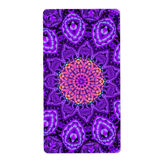 Verzierte Lila Blume Vibrationen Kaleidoskop Art (Vorne)