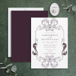 Verzierte Lila Blumenstrauß Art Mongram Hochzeit Einladung<br><div class="desc">Einweihung unserer schönen verzierten Pflaume lila Blumenstrauß Art Monogram Hochzeitseinladung! Diese wunderschön gestaltete Einladung besticht durch ein Jugendstil mit verzierten Rahmen- und Monogramminitialen. Die Einladung ist der perfekte Weg, um den Ton für Ihren großen Tag Set. Ihr Hochzeitstag ist einer der wichtigsten Tage Ihres Lebens, also stellen Sie sicher, dass...</div>