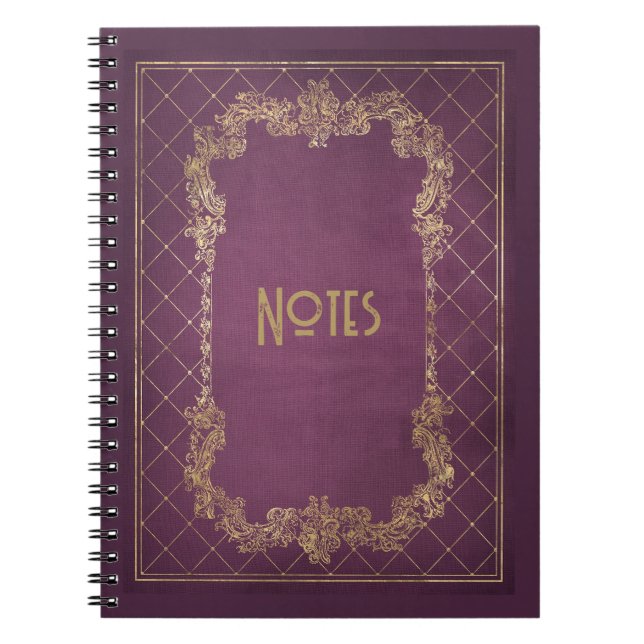 Verzierte Lila und Gold-Rahmen-Notebooks Notizblock (Vorderseite)