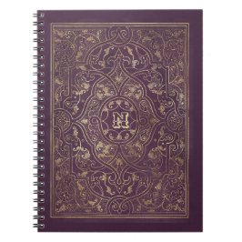 Verzierte Lila und Gold-Rahmen-Notebooks Notizblock