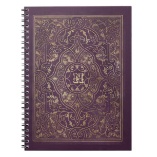Verzierte Lila und Gold-Rahmen-Notebooks Notizblock