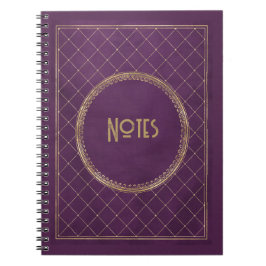 Verzierte Lila und Gold-Rahmen-Notebooks Notizblock