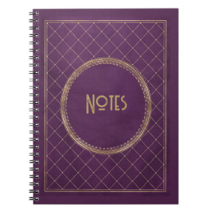 Verzierte Lila und Gold-Rahmen-Notebooks Notizblock