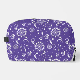 VERZIERTE LILA UND WEISSE BLUME UND BLÄTTER WASCHBEUTEL