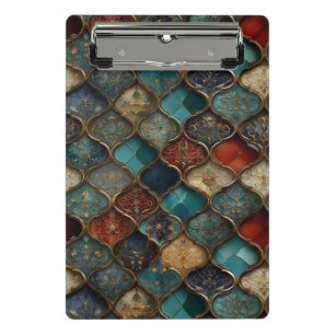 Verzierte marokkanische Fliesen in Jewel Tones und Mini Klemmbrett