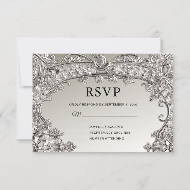 Verzierte moderne RSVP-Karte RSVP Karte (Vorderseite)
