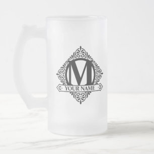 Verzierte Monogramm Design Mattierte Glasbierbläse Mattglas Bierglas