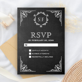 Verzierte Monogramm-UAWG RSVP Karte