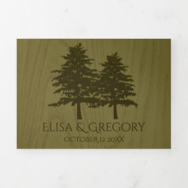 Verzierte Nadelbäume, grünes Holz rustikale Hochze Dreifach Gefaltete Einladung