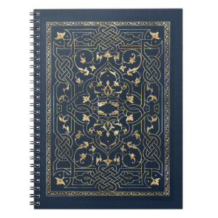 Verzierte Navy und Gold Frame Notebook Notizblock
