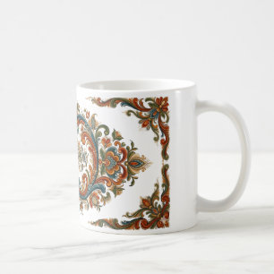 Verzierte Norwegische Rosemaling-Stil-Blumen-Kunst Kaffeetasse