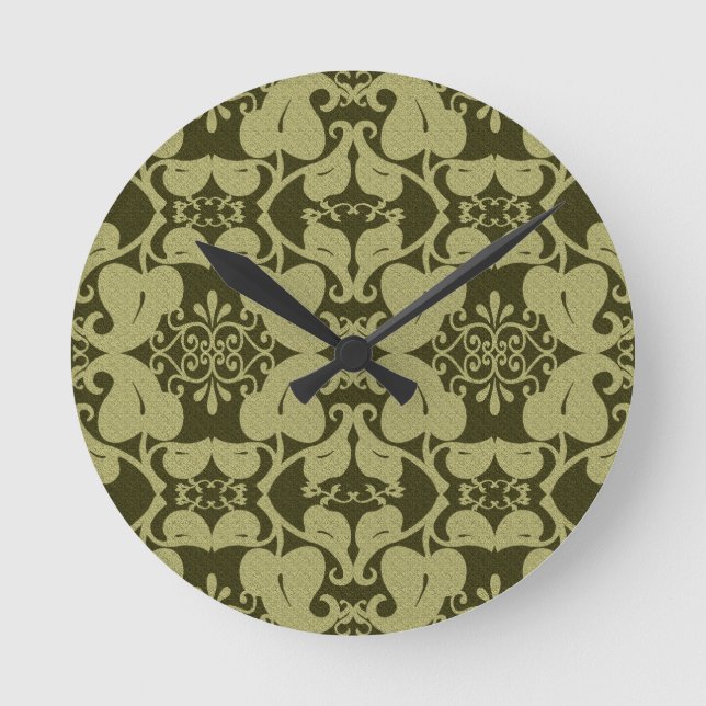 Verzierte Olive Green Wall Uhr (Vorderseite)