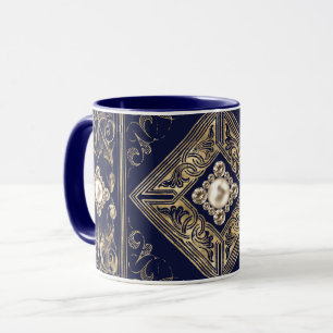 Verzierte Opulenz Blauer und Goldschmuck Geblüht Tasse