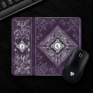Verzierte Opulenz   Lila und Silberschmuck Geblüht Mousepad
