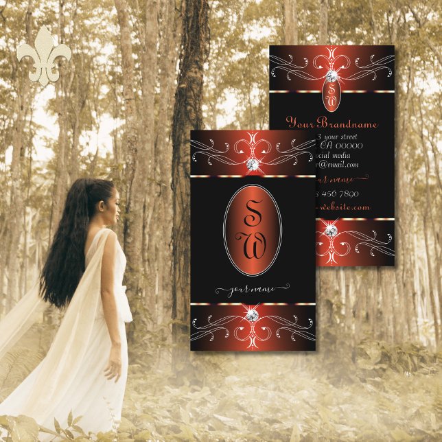 Verzierte Ornamente in Schwarz und Kupfer Monogram Visitenkarte (Von Creator hochgeladen)