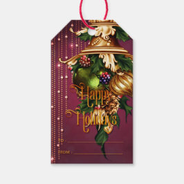 Verzierte Ornamente und schöne Berries Geschenkanhänger