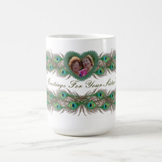 Verzierte Pfauentwurfs-Foto-Fahnen-Tassen für Kaffeetasse